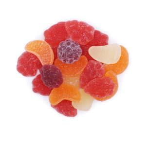 - Jelly-fruits-top-lorentanuts.com - LorentaNuts.com A pile of fruit jelly candy with many fruit flavors