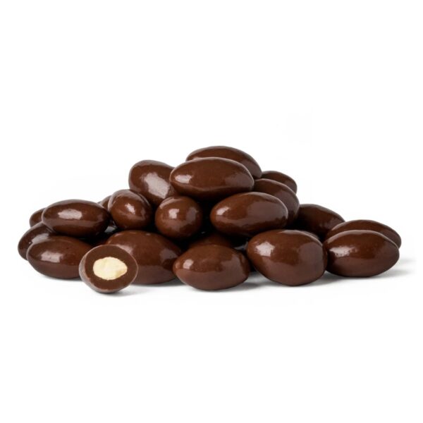 Dark-chocolate-almonds-perspective-front-view-www Lorentanuts Com Almonds