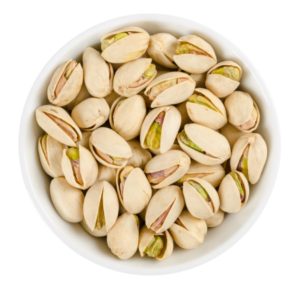 Pistachio-in-shell-in-bowl roasted pistachios