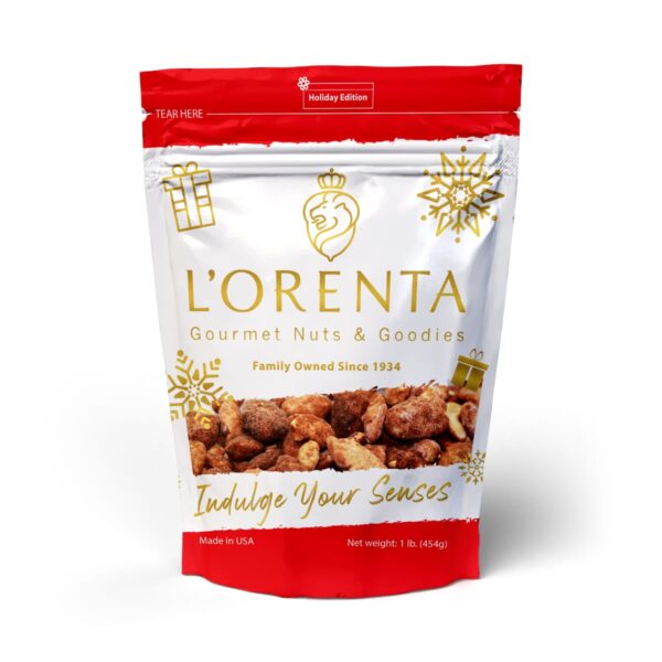 Gingerbread Toffee Mixed nuts front bag Christmas Red www.lorentanuts.com