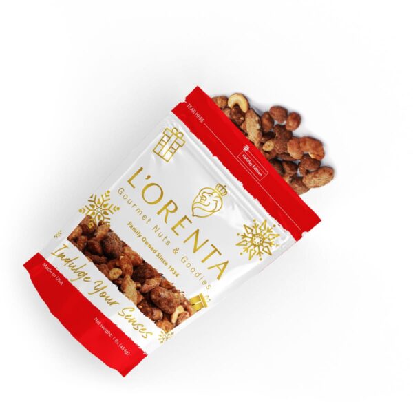 Gingerbread-toffee-mixed-nuts-christmas-bag-red-www Lorentanuts Com- Gingerbread Toffee