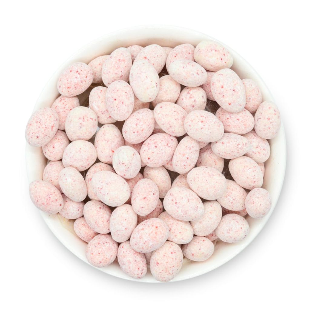 Candy-cane-almonds-bowl-top-view-www Lorentanuts Com Protein Punch