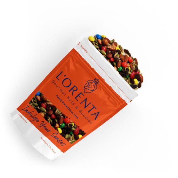 Lorenta-chocolate-trailmix-1-orange-bags-top-view-www Lorentanuts Com Jelly Belly Berry Blue