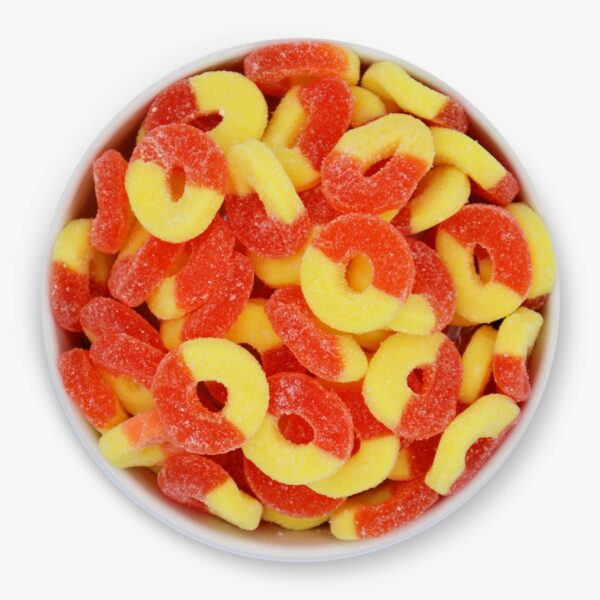 Strawberry-banana-gummy-rings-top-bowl-www Lorentanuts Com Jelly Belly Italian Biscotti