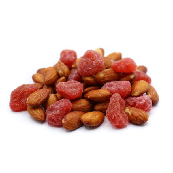 Almond-strawberry-mix-perspective-www Lorentanuts Com Chocolate Trailmix