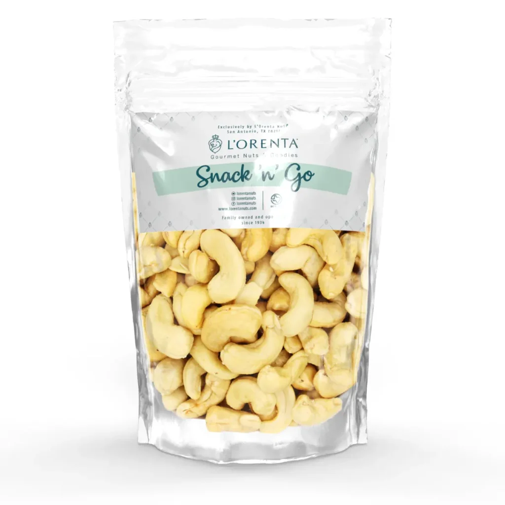 Roasted salted cashews Single Serve www.lorentanuts.com