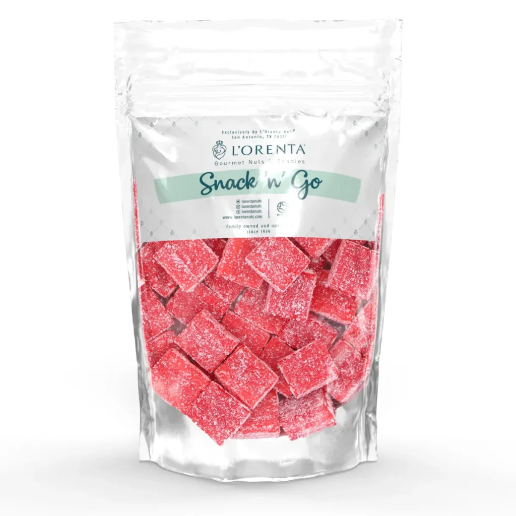 Sour Strawberry Bricks Single Serve www.lorentanuts.com