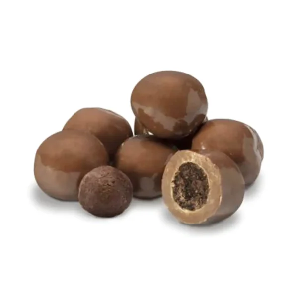 Milk chocolate brownie bites inside